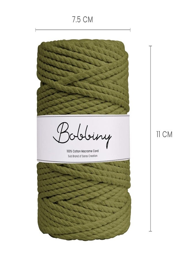 Bobbiny | 3 Ply Twisted Macrame Cotton Cord Dori (Roll Packaging) Thread for Macrame DIY and Other Projects | Mehandi Green | 3mm,50 Meter - Image 2